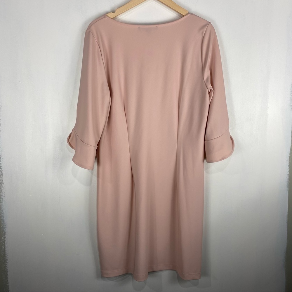 Boston Proper Ruffle Sleeve Flowy V-Neck Formal Midi Dress Blush Pink Size Large - Picture 5 of 5